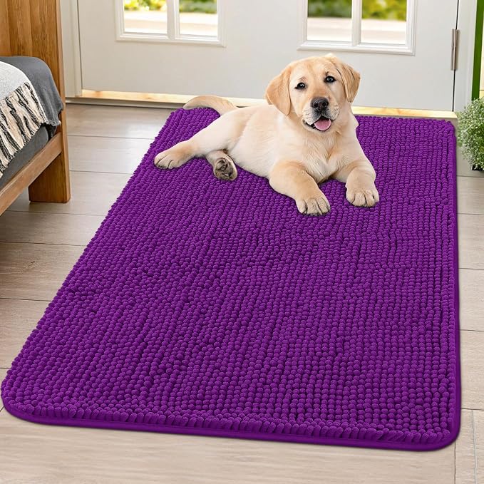 Smiry Dog Door Mat for Muddy Paws 40x32, Absorbent Dirt Trapper, Non-Slip