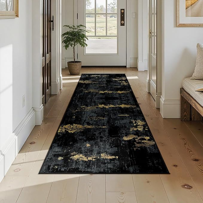 RELEANY Washable Area Rugs 2'6"x8 Non-Slip Modern Abstract Soft