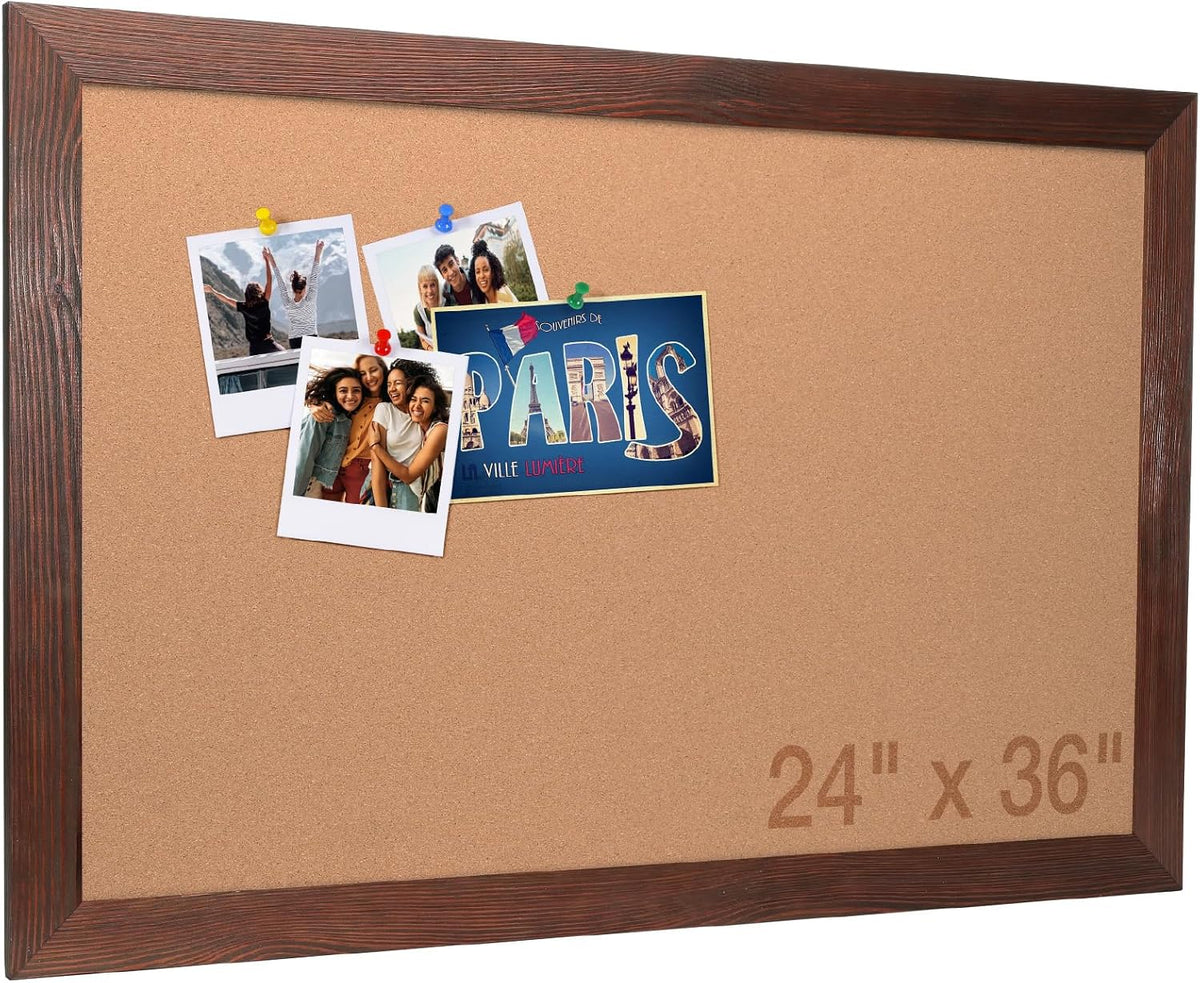 Excello Global Products 24" x 36" Rustic Wood Frame Corkboard