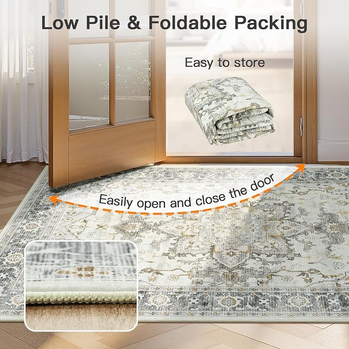 Lofus 5x7 Area Rugs for Living Room, Machine Washable Non-Slip Area Rug
