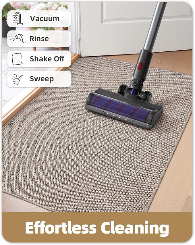 Color&Geometry Ultra Thin Indoor Door Mat 48"x72", Non Slip Rubber Backed Dirt