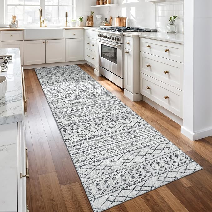 KUTA Boho Runners for Hallways 2.6x10 ft Moroccan Washable Runner Rug Non-Slip