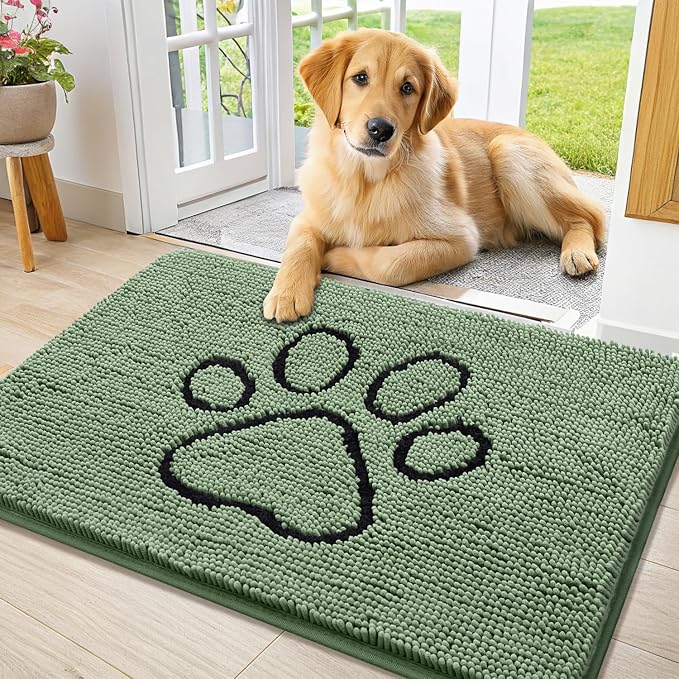 Smiry Dog Door Mat for Muddy Paws, Absorbent Dirt Trapper Non Slip Quick Dry