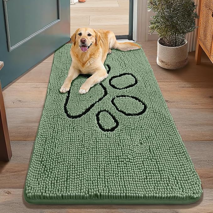 Smiry Dog Door Mat for Muddy Paws, Absorbent Dirt Trapper Non Slip Quick Dry