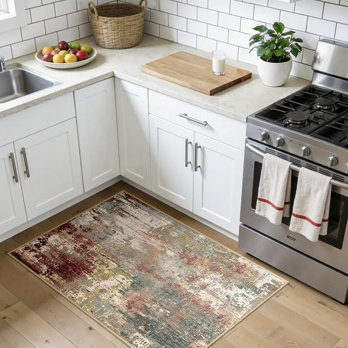 RELEANY Washable Area Rugs 3x4 Non-Slip Modern Abstract Soft