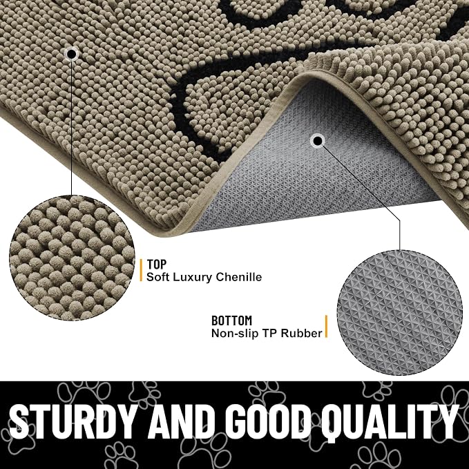 Smiry Dog Door Mat for Muddy Paws, Absorbent Dirt Trapper Non Slip Quick Dry