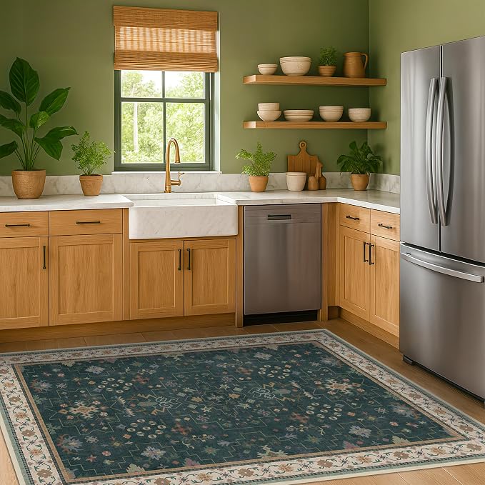 Hazo Haus Dark Green 4x6 Living Room Rug
