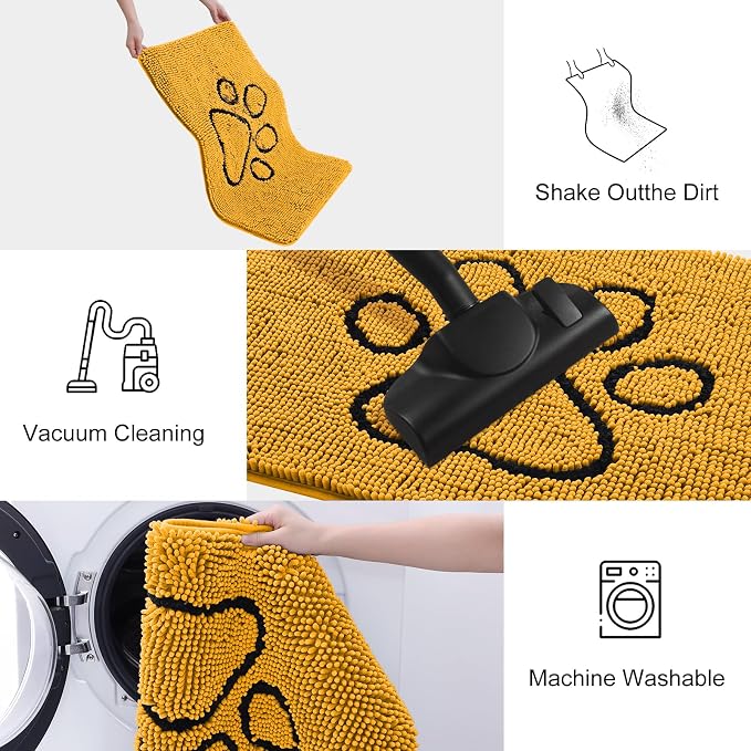 Smiry Dog Door Mat for Muddy Paws, Absorbent Dirt Trapper Non Slip Quick Dry