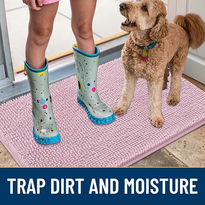 Smiry Dog Door Mat for Muddy Paws 30x20, Absorbent Dirt Trapper, Non-Slip