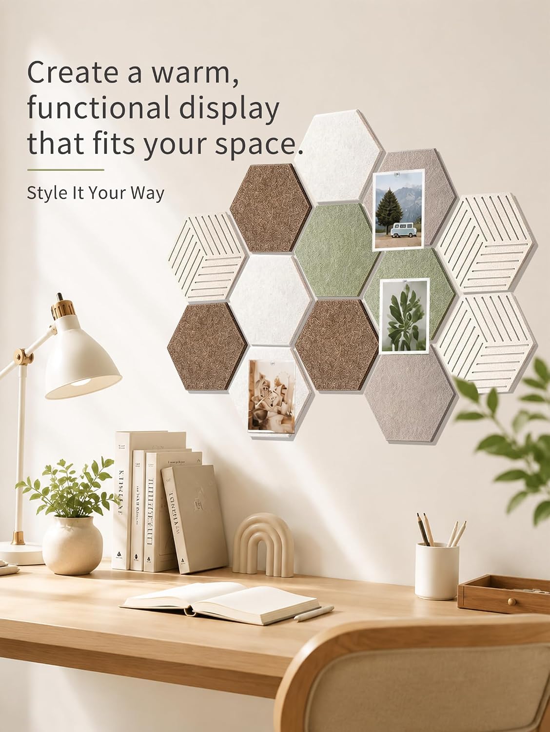 Hexagon Cork Board Tiles for Office Walls Decor 10 Pack 11.81" X 10.24"