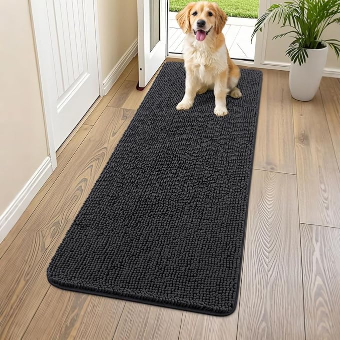Smiry Dog Door Mat for Muddy Paws 54x24, Absorbent Dirt Trapper, Non-Slip