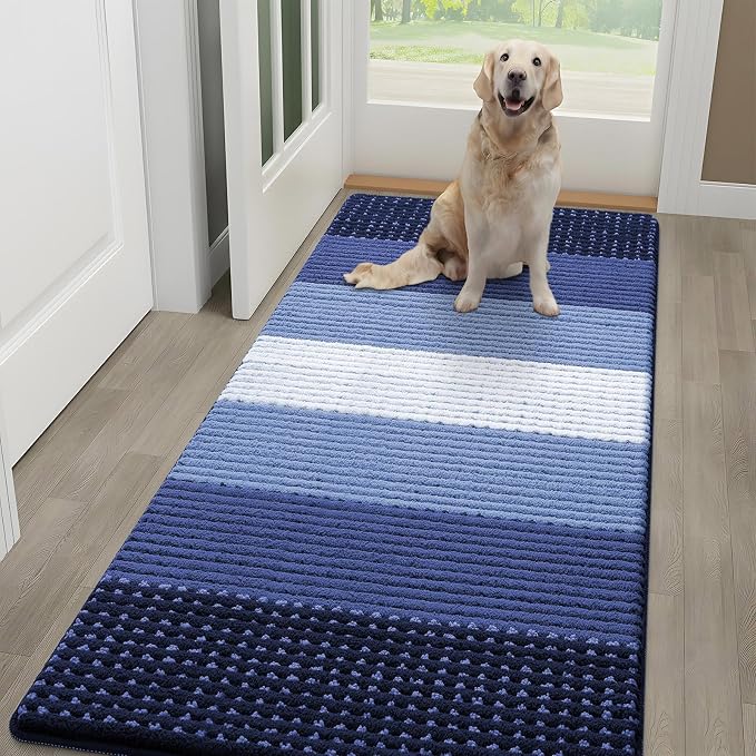 Kitinjoy Indoor Outdoor Door Mat, 59x24 Non-Slip Absorbent Dirt Trapper