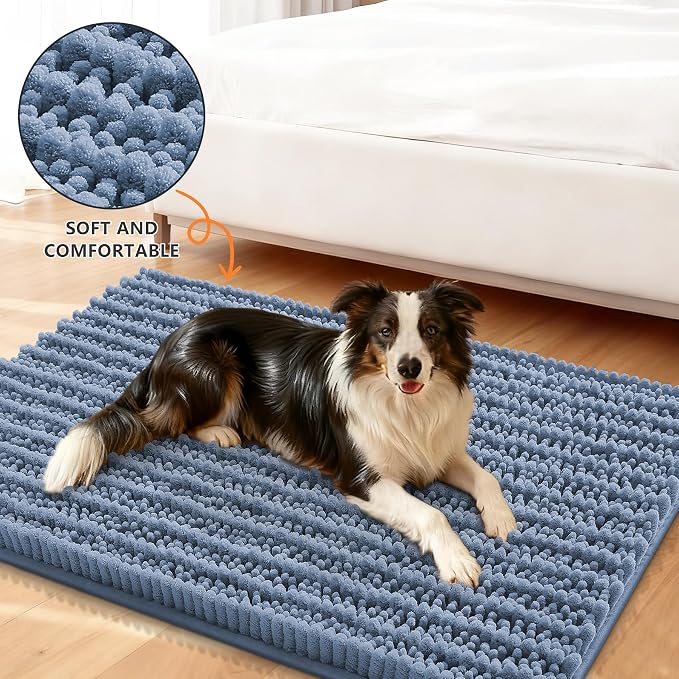 Smiry Dog Door Mat for Muddy Paws 47x24, Absorbent Dirt Trapper, Non-Slip