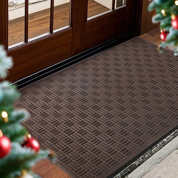 Mibao Front Door Mat Indoor Outdoor Entrance, Dirt Trapping Waterproof