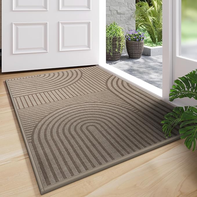 Front Door Mat 31''x47'', Absorbent Dirt Resist Washable Non Slip Low-Profile