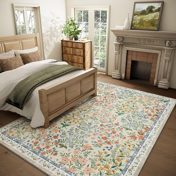 Machine Washable Rugs for Living Room: 6x9 Area Rugs for Bedroom Vintage Stain