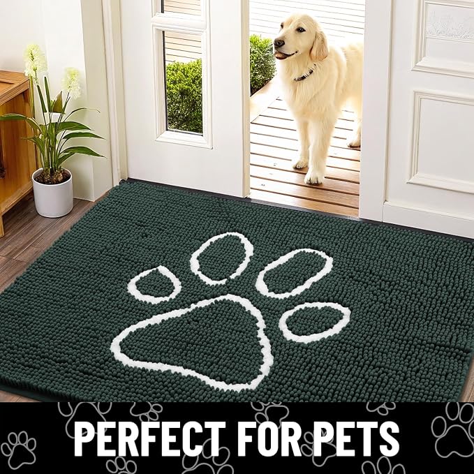 Smiry Dog Door Mat for Muddy Paws, Absorbent Dirt Trapper Non Slip Quick Dry
