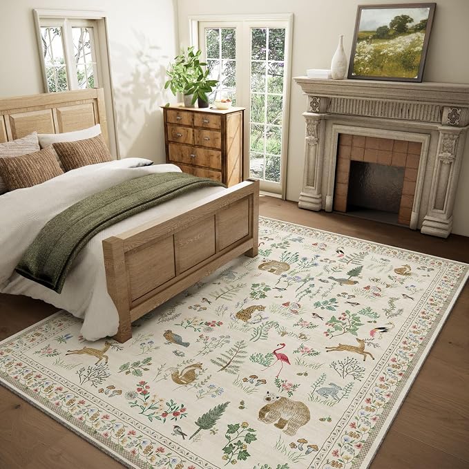8x10 Area Rugs for Living Room: Washable Bedroom Rug Boho Stain Resistant Non