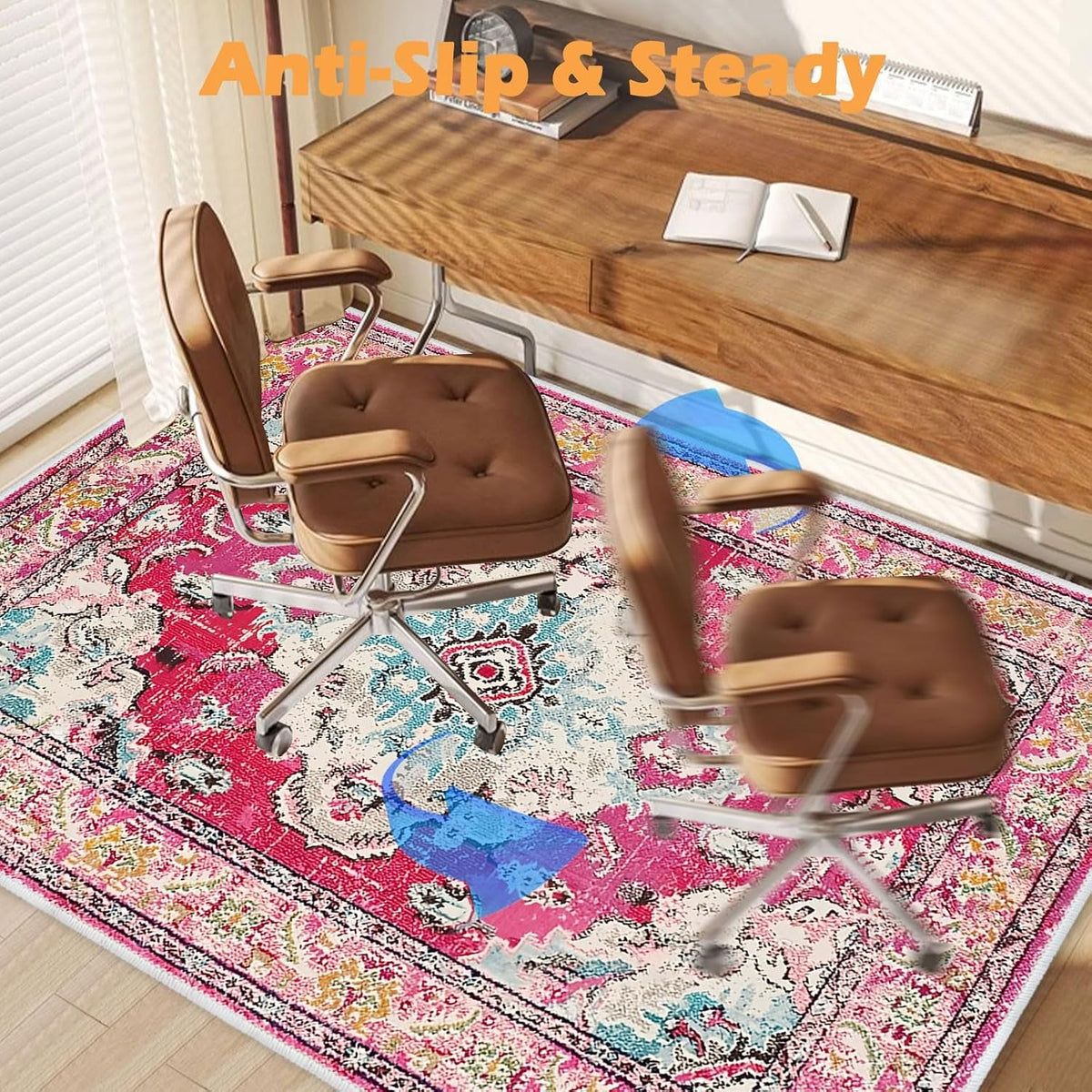 4×5ft/48×60in Chair Mat for Hardwood Floor, Office Desk Anti-Slip Chair Mats for Hard Floors, Computer Gaming Chair Mat, Under Desk Rug Protector for Rolling Chair(Pink)