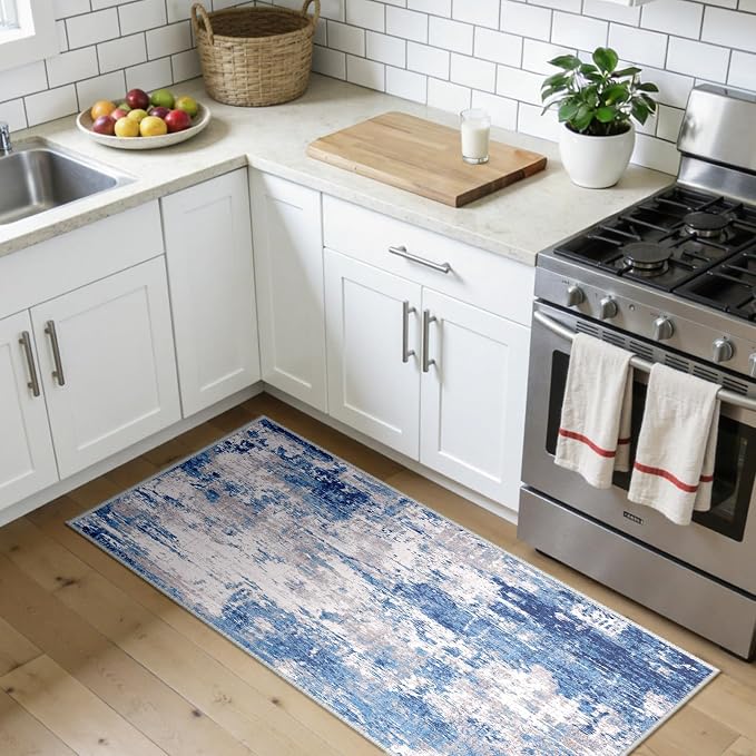 RELEANY Washable Area Rugs 2'x5' Non-Slip Modern Abstract Soft