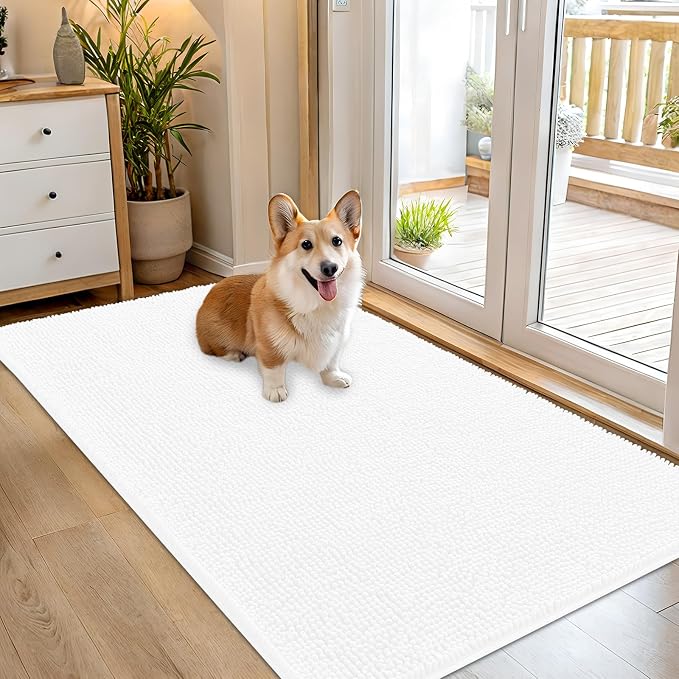 OLANLY Dog Door Mat for Muddy Paws 54x32, Absorbs Moisture and Dirt, Absorbent
