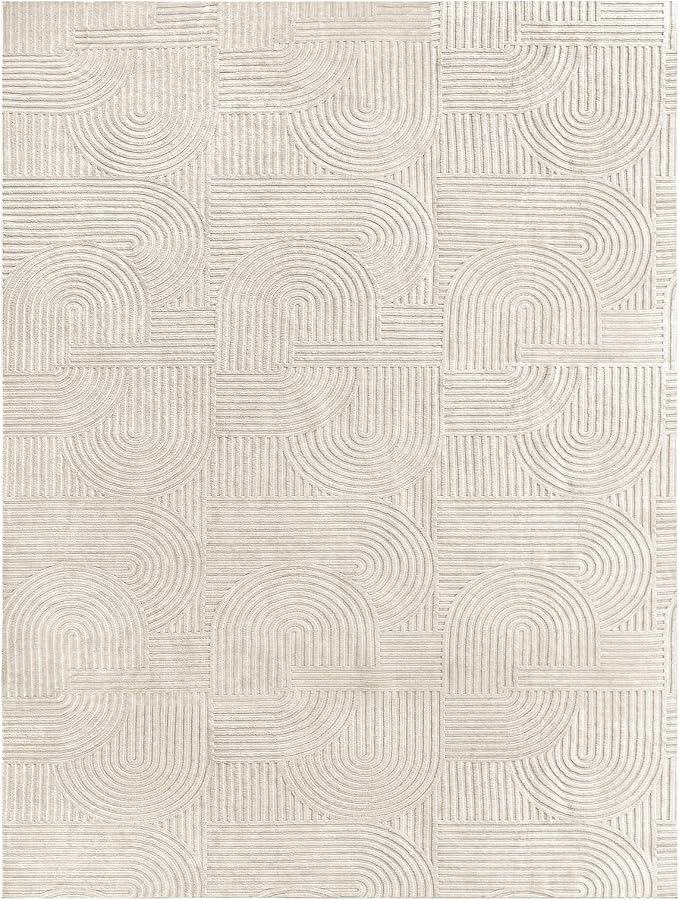 Pauwer 9x12 Washable Area Rugs for Living Room Modern Beige Solid Color Soft