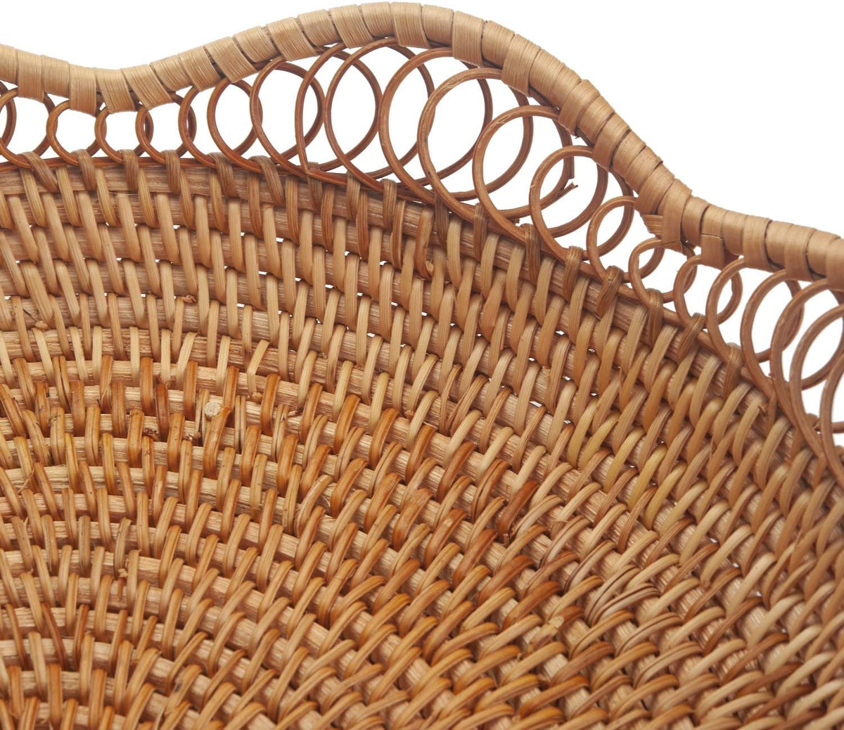 Rattan Fruit Basket for Serving Woven Bread Tray for Cake Kitchen Counter Table Natural (11.8inch D x 3.5inch H) (Pack of 2)