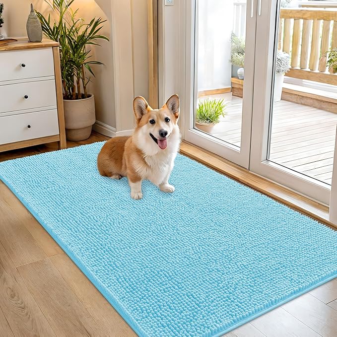 OLANLY Dog Door Mat for Muddy Paws 54x32, Absorbs Moisture and Dirt, Absorbent