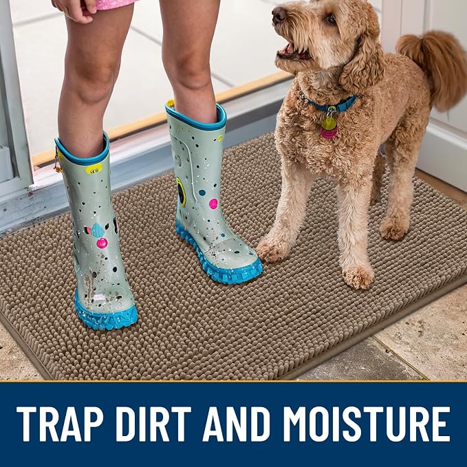 Smiry Dog Door Mat for Muddy Paws 48x30, Absorbent Dirt Trapper, Non-Slip
