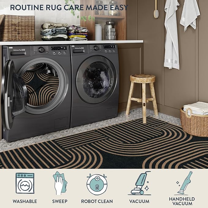Lahome Enfys Modern Geometric Easy Jute Rug, 6x9 Area Rugs