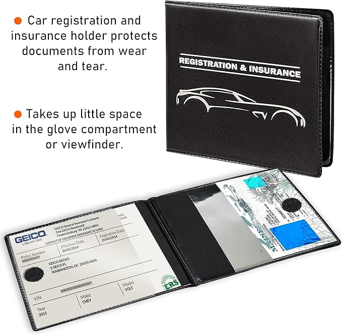 CANOPUS Car Registration and Insurance Holder, Car Document Holder, Vehicle Registration and Insurance Card Holder, Wallet for Auto, Trailer, Motorcycle, Truck, Vehicle Paperwork Organizer (2 Pack)