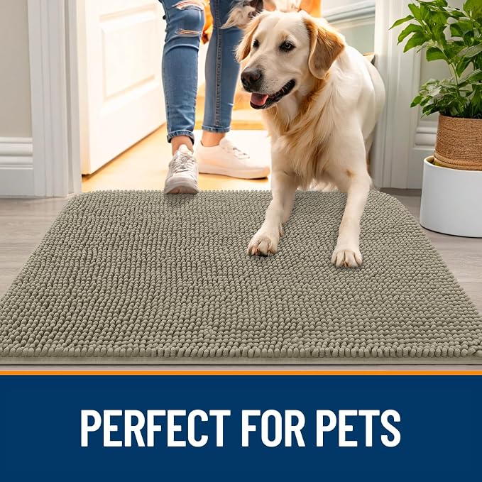 OLANLY Dog Door Mat for Muddy Paws 40x24, Absorbs Moisture and Dirt, Absorbent