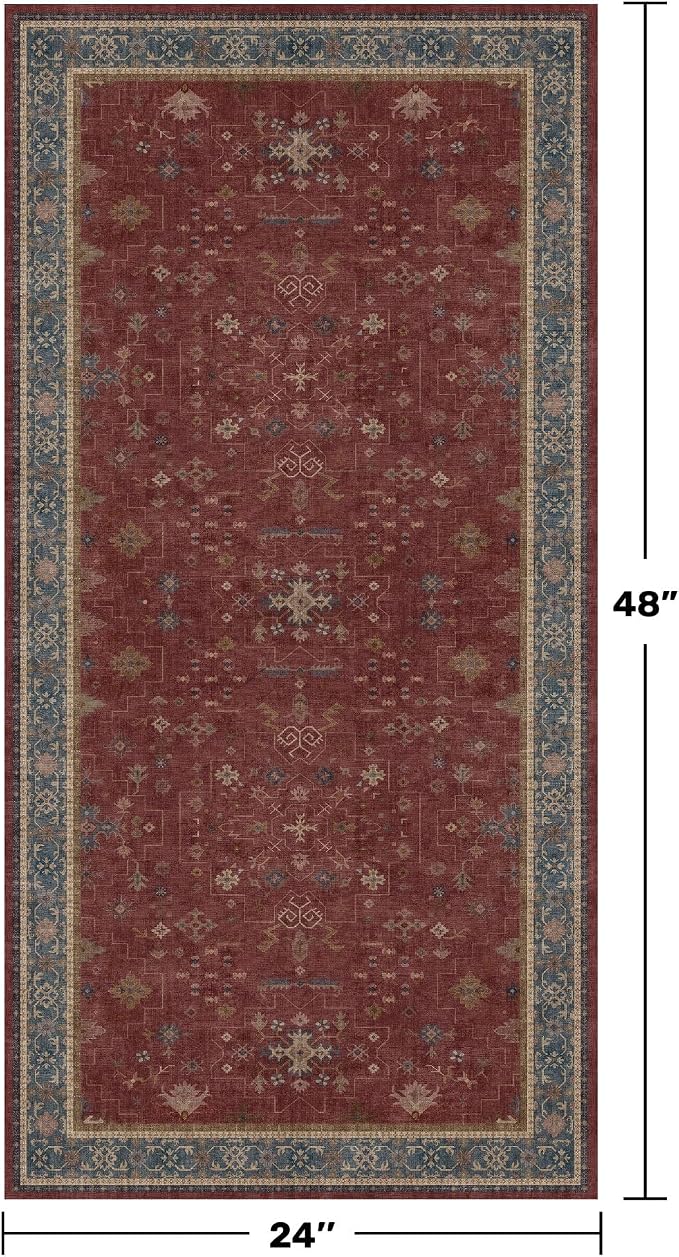 Hazo Haus Burgundy 2x4 Washable Entry Rug