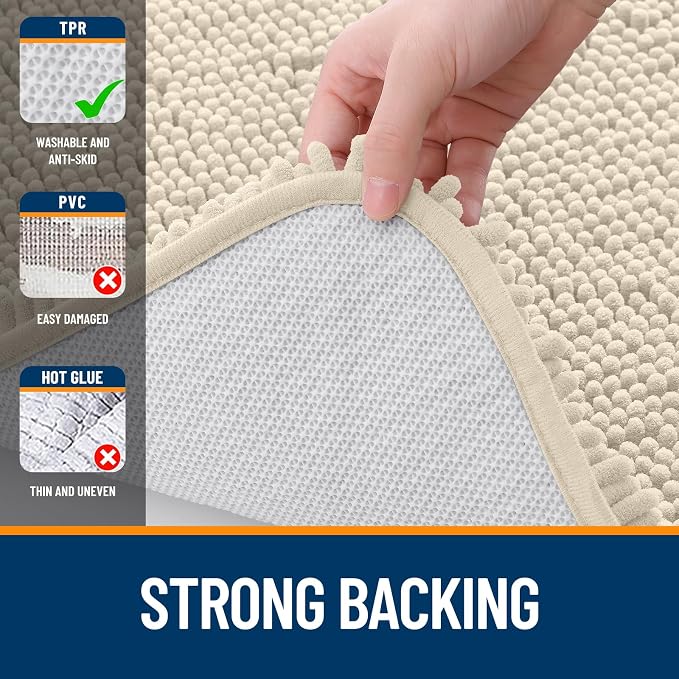 OLANLY Large Bathroom Rugs 40x24, Extra Soft Absorbent Chenille Bath Rugs