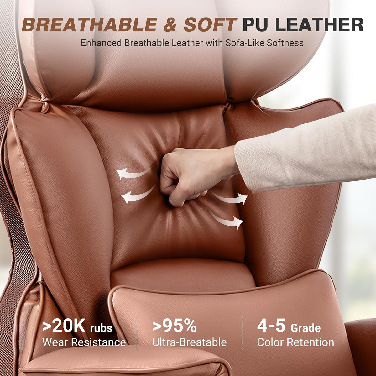 ALLGOD Big and Tall Office Chair, Executive Leather Chair with Footrest