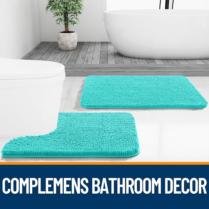 OLANLY Bathroom Runner Rugs 47x20, Extra Soft Absorbent Chenille Bath Rugs