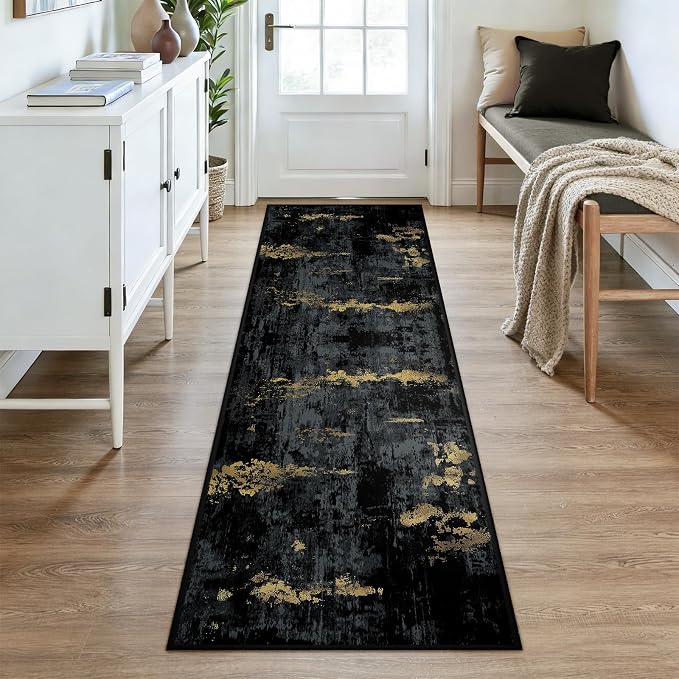 RELEANY Washable Area Rugs 2'6"x8 Non-Slip Modern Abstract Soft
