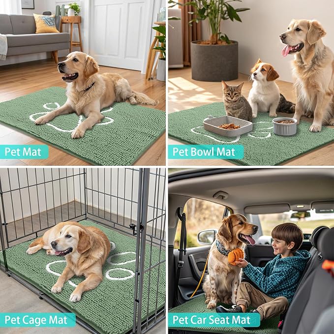 Smiry Dog Door Mat for Muddy Paws, Absorbent Dirt Trapper Non Slip Quick Dry