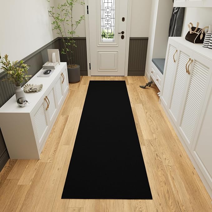 Ottomanson Hallway Runner Rug 1'10" x 12' Non Slip Solid Area Rugs Easy to