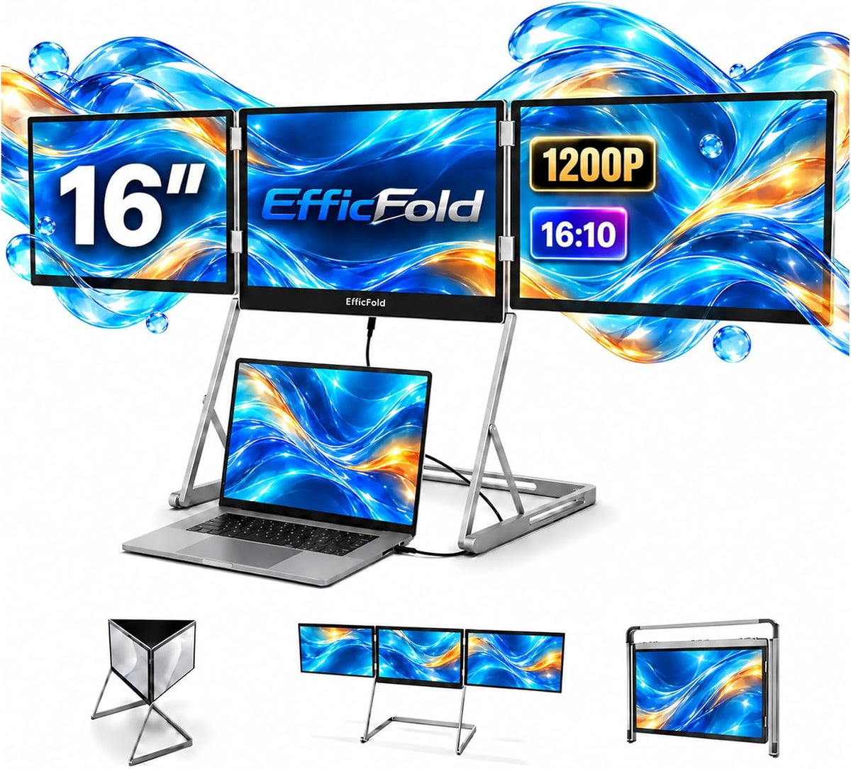 TriCreate 16 FHD 16" Triple Portable Monitor Extender for Laptop
