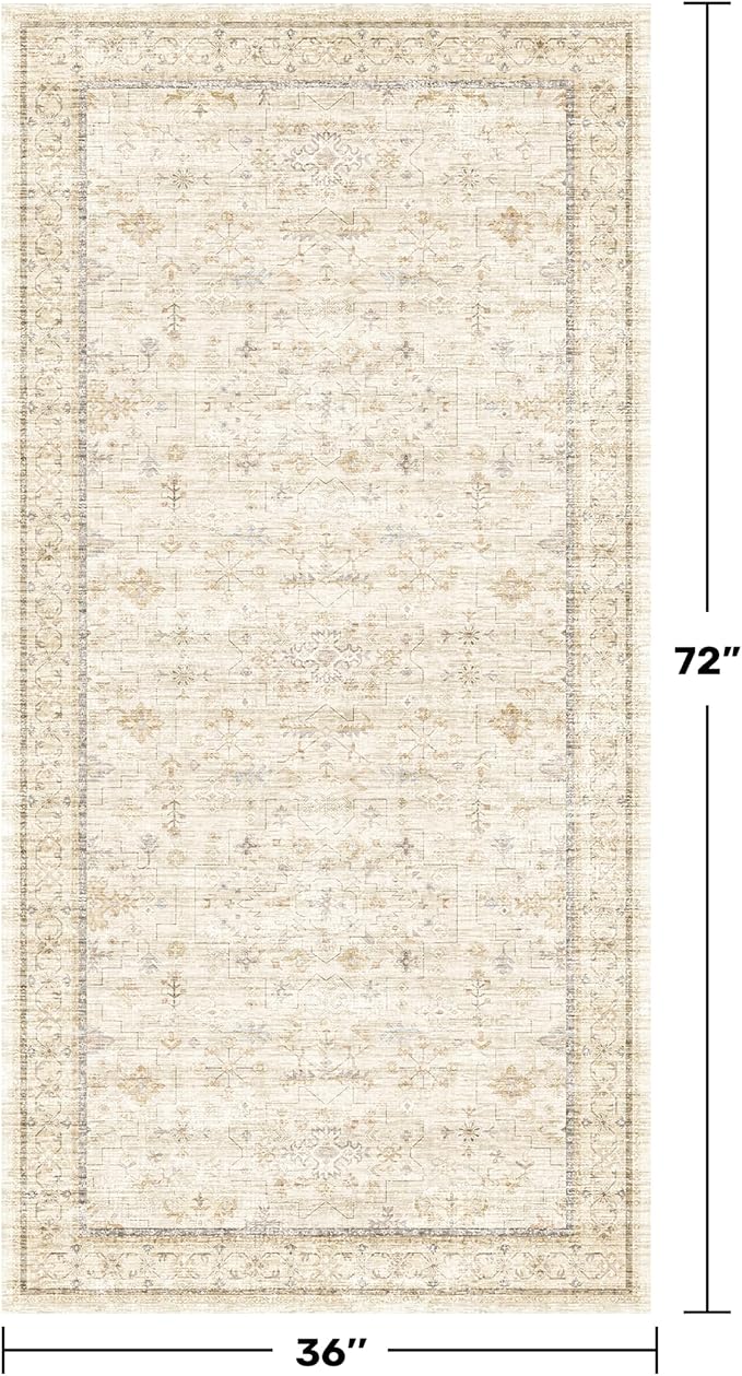 3x6 Wide Area Rugs for Hallways Non Slip, Machine Washable Rug for Kitchen Floor