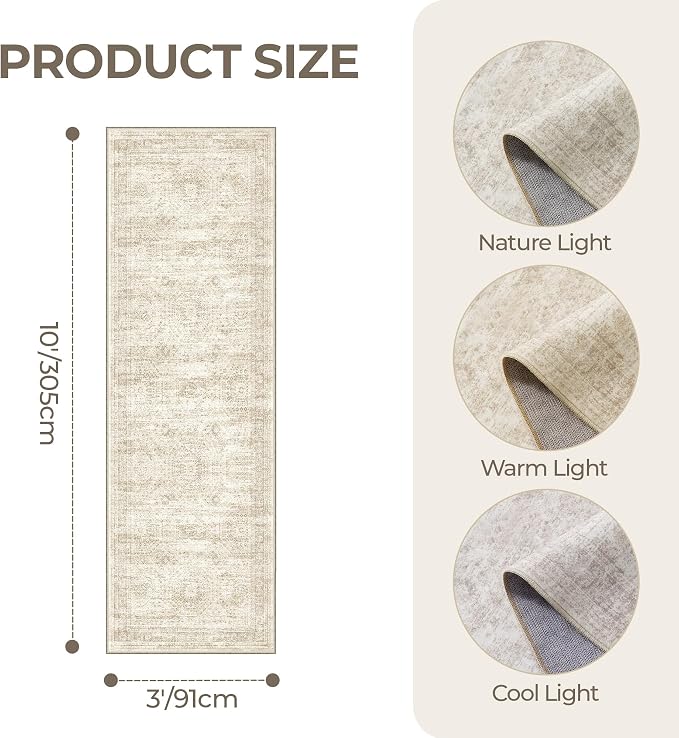 3x10 Runner Rug Non Slip Washable