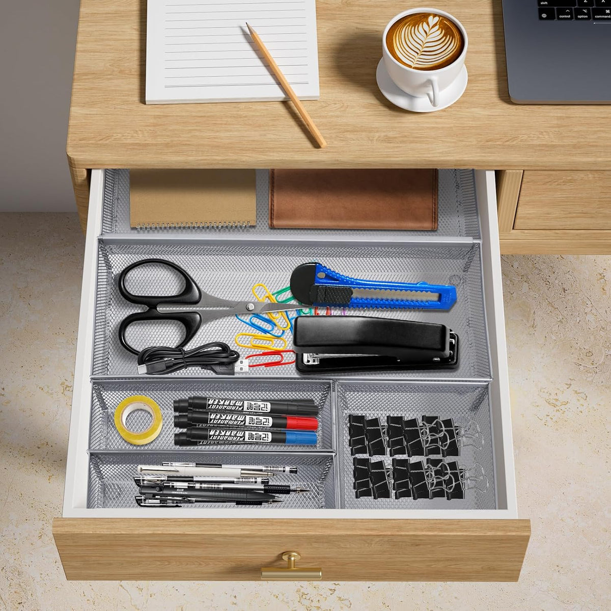 Neudeco Silverware Drawer Organizer, Pack 5, Silver