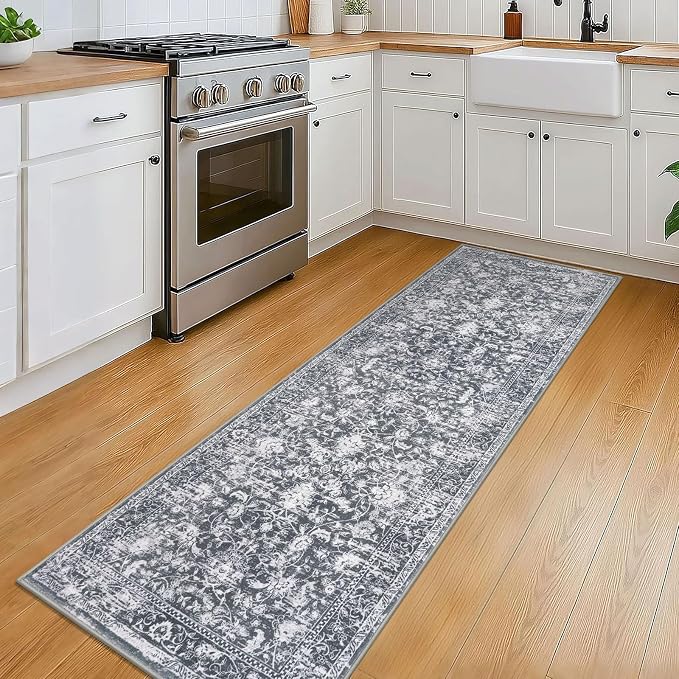 KILOCOCO Hallway Runner 2x6 Rug Runner Printed Vintage Floral Washable Kitchen