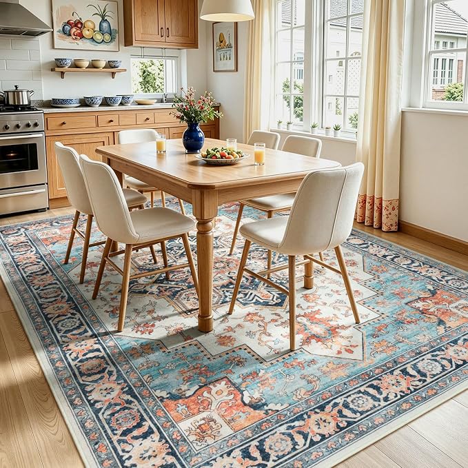 Lofus 5x7 Washable Rugs Non-Slip, Vintage Floral Area Rug