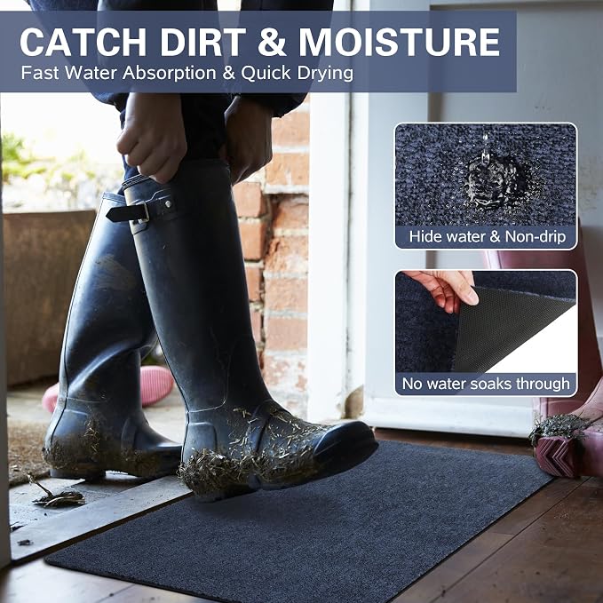 Front Door Mat Indoor Outdoor Entrance, Absorbent Door Mats and Muddy Doormats
