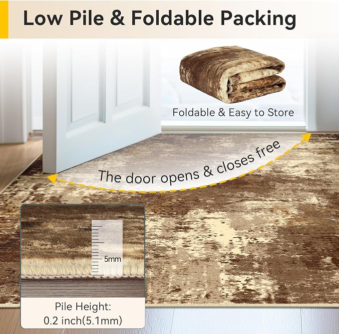 RELEANY Washable Area Rugs 5'x7' Non-Slip Modern Abstract Soft
