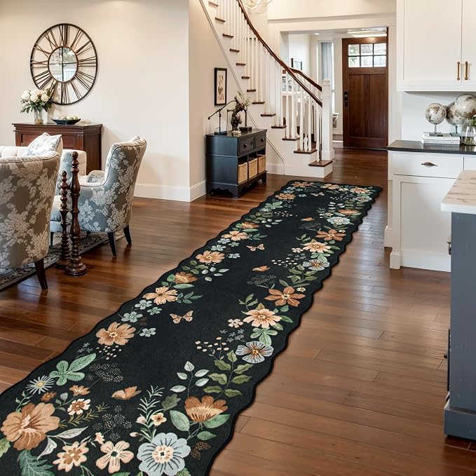 Lahome Floral Hallway Runner Rug Non Slip, Stain Resistan Carpet