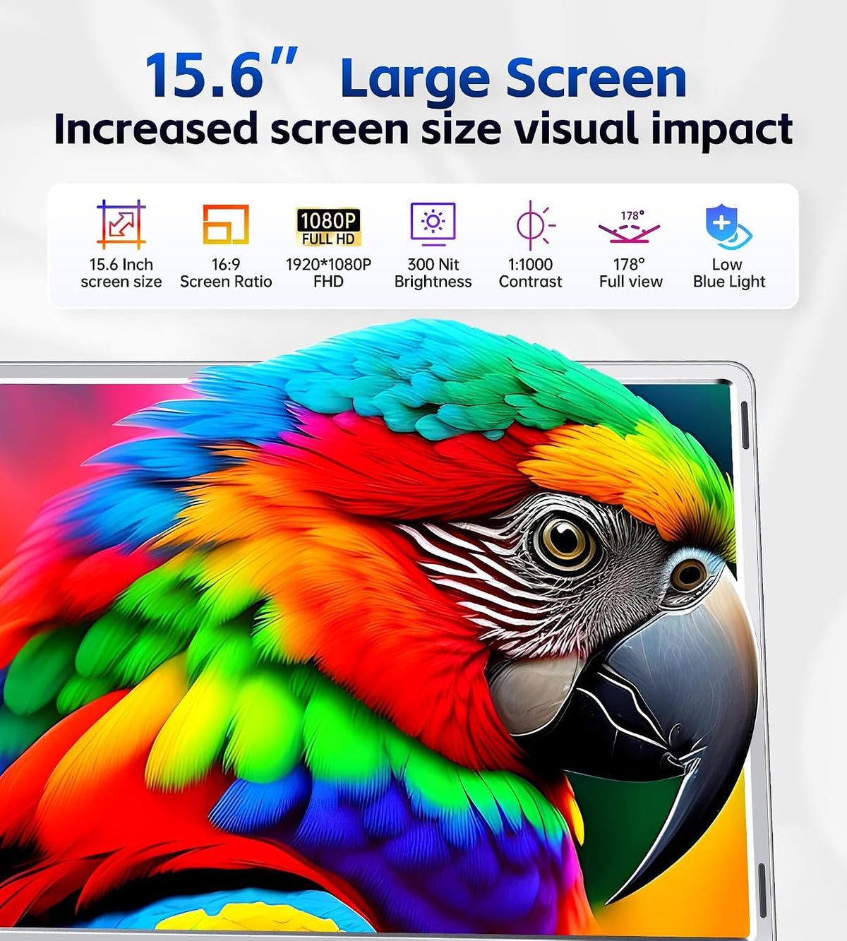 15.6'' Laptop Screen Extender, Triple Monitor, 1080P IPS