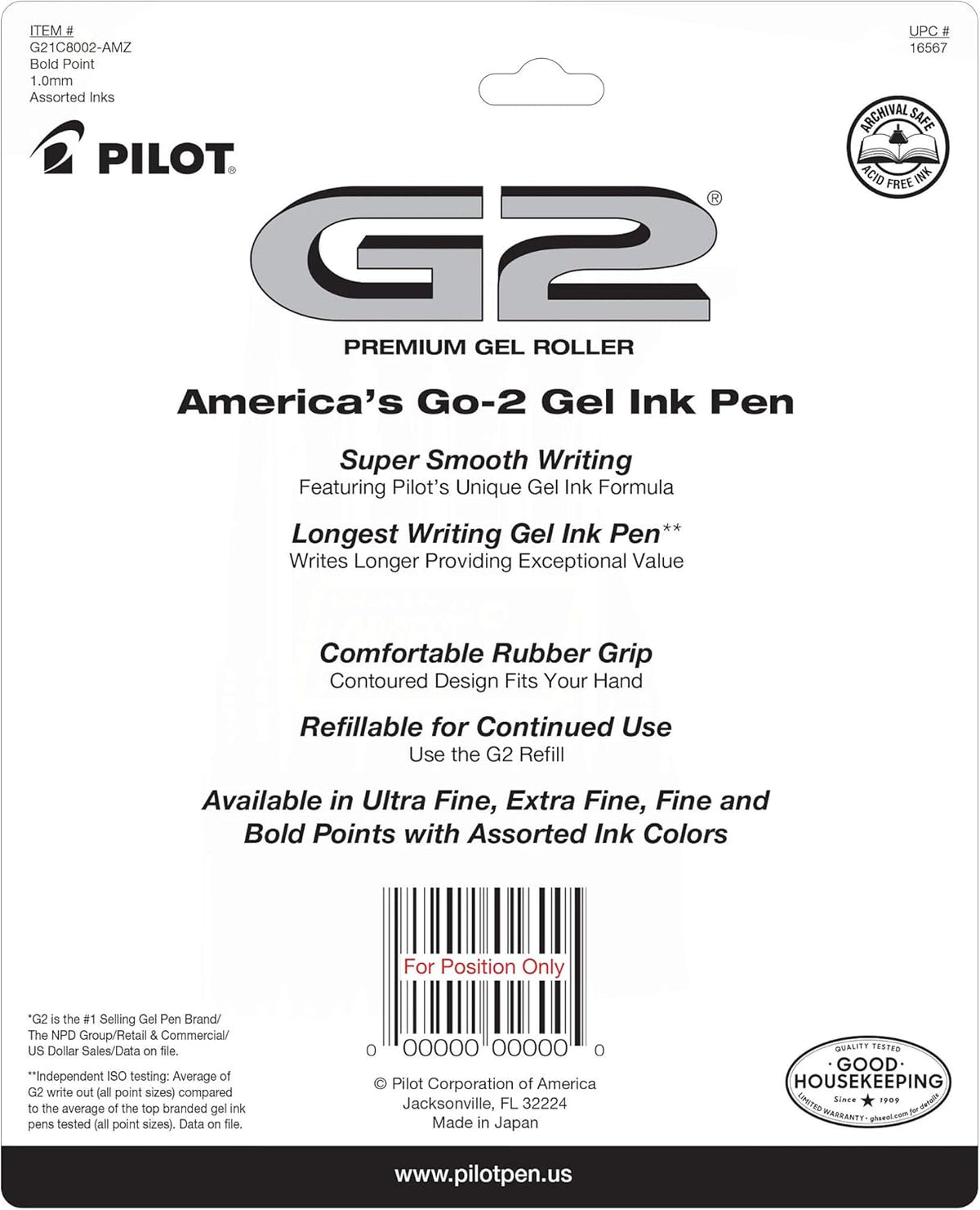 PILOT G2 Premium Gel Roller Pens, Bold Point, Gel Ink Pens, 1 mm, Black, Blue - Ideal for School, Journaling & Office Writing, 8 Count (Pack of 2)